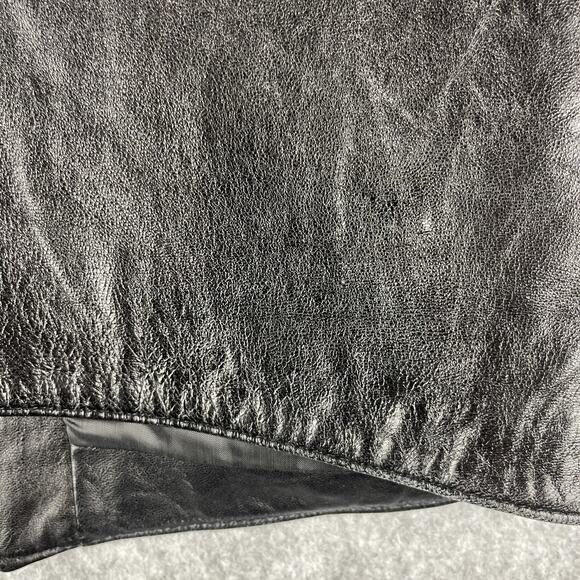 Vintage Express Vest Mens Medium Black Leather Zipper Pockets Biker Moto 90s Y2K - Picture 12 of 14